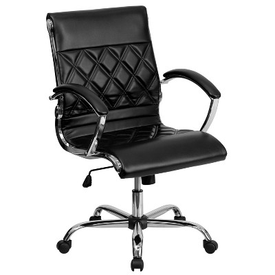 Executive Swivel Office Chair Black Leather/Chrome - Flash Furniture