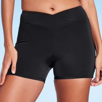 Women's High Waist V-Front 3" Shortie Bikini Bottom - Shade & Shore™ Black