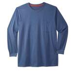 Boulder Creek by KingSize Men's Big & Tall  Heavyweight Crewneck Long-Sleeve Pocket T-Shirt - Big - 9XL, Heather Blue