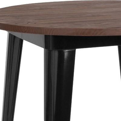 30" Round Black Reclaimed Wood Industrial Bar Table