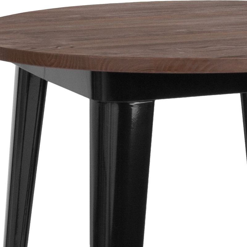 Flash Furniture 30" Round Metal Indoor Bar Height Table with Rustic Wood Top, 2 of 5