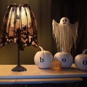 3Pcs Halloween Lamp Shade Cover Decoration, Black Lace Ribbon Spider web Lampshades Cover Topper Scarf, Large 20 X 60 Inch Spiderweb Lamp Shade Cover - 1 of 3