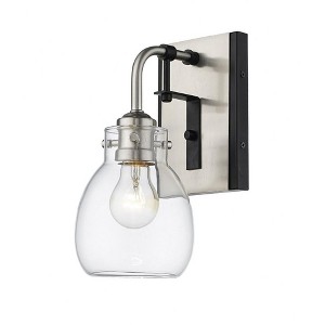 Kraken 1-Light Wall Sconce - Matte Black & Brushed Nickel, Dimmable, Damp Rated, Elegant Design - 1 of 3