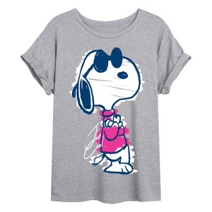 Women's - Peanuts - Snoopy Scribble Oversized Graphic T-Shirt - 1 of 4
