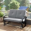 Outsunny Patio Glider Bench with Padded Cushions and Armrests, Outdoor 2-Person Swing Rocking Chair Loveseat with Sturdy Frame - 2 of 4