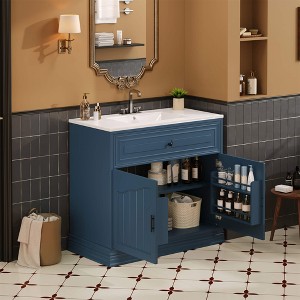 ORRD 36" Luxe Bathroom Vanity w/ Ceramic Sink, 2 Soft-Close Doors - Solid Wood Storage Cabinet for Modern Bathrooms - 1 of 4
