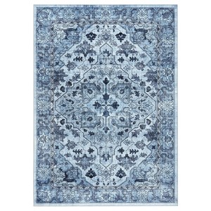 Coolmee Boho Washable Rugs,Vintage Non Slip Ultra Soft Throw Rugs Low-Pile Floor Carpet Rug for Bedroom Entryway Dining Room Dorm, - 1 of 4