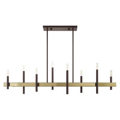 Denmark 8-Light Bronze and Brass Linear Chandelier