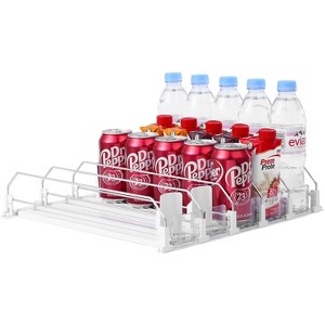 White Automatic Pusher Glide Drink Organizer for Fridge, Soda Dispenser Holds 25 Cans for 12oz 16oz 20oz - 1 of 4
