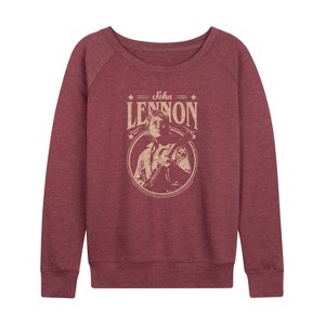 Women's - John Lennon - Vintage Guitar Lightweight French Terry Wide Neck Long Sleeve Shirt - 1 of 4