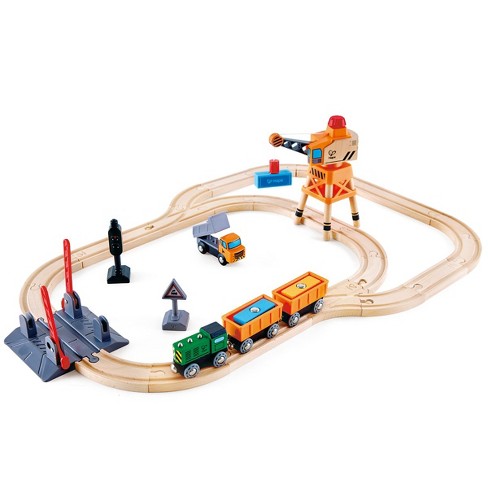 Hape E3772 41 Piece Kids Train Track Toy Playset with Storage Bucket (Used)