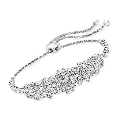 Ross-Simons 1.00 ct. t.w. Diamond Geometric Bolo Bracelet in Sterling Silver Size