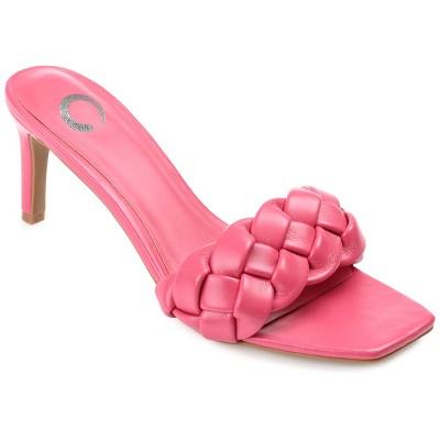 Journee Collection Womens Hattie Tru Comfort Foam Open Toe Mid Stiletto Pumps Magenta 9
