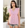 Women's Sleeveless Ruffle V-Neck Blouse - Button-Front Peplum Top with Flowy Fit - 3 of 4