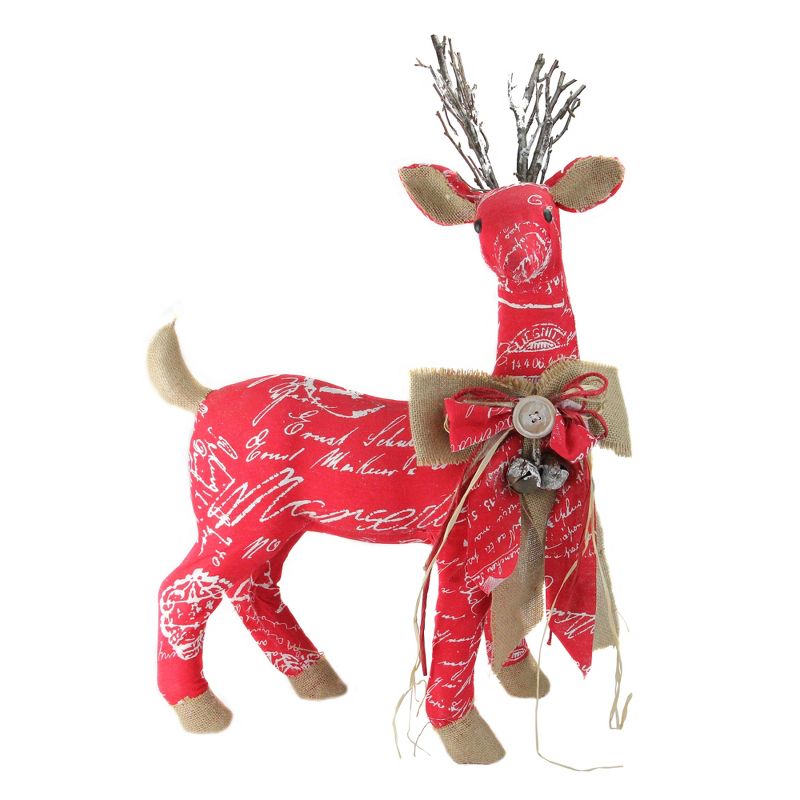 Northlight 24" Red and Brown Reindeer with Bow Christmas Decoration, 1 of 4