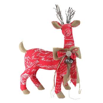 Northlight 24" Red and Brown Reindeer with Bow Christmas Decoration