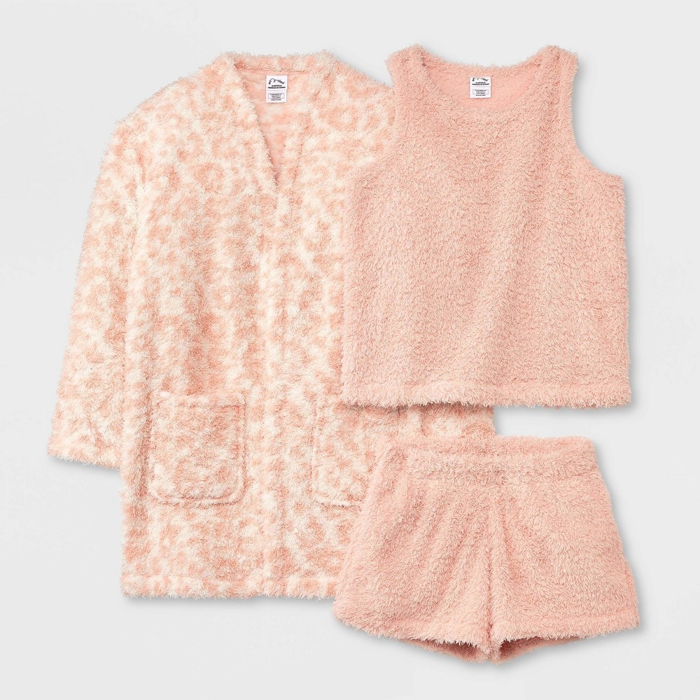 (Case 10 Pcs) Girls' 3pc Marshmallow Fleece Pajama Set - art class™ Pink L, (10-12) 