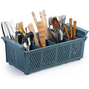 16-Inch Dishwasher Silverware Cutlery Basket, 8 Compartments with Handle, Utensil Holder and Drying Rack - 1 of 4