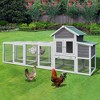 Ridstar Wooden Chicken Coop Outdoor Hen House with Run-Gray - 2 of 4