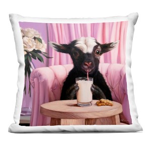 Stupell Industries Baby Goat Sipping Milk Indoor Decorative Throw Pillow, 18 x 18 - 1 of 3
