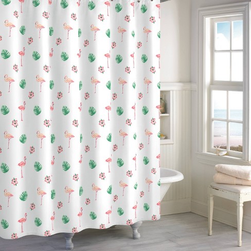 flamingo shower curtain and towels