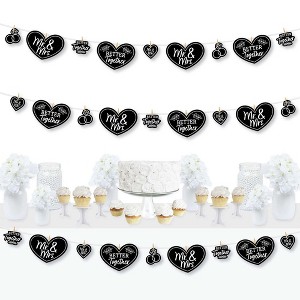 Big Dot of Happiness Mr. and Mrs. - Black and White Wedding or Bridal Shower DIY Decorations - Clothespin Garland Banner - 44 Pieces - 1 of 4