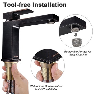 Oil Rubbed Bronze Single Handle Bathroom Faucet with Square Nut
