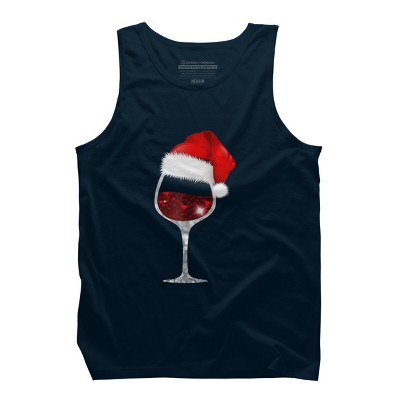 Men's Design By Humans Wine Glass Xmas Tee Christmas Wine lovers Santa Hat Gift T-Shirt By NekoShop Tank Top