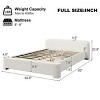 Cozy White Boucle Upholstered Platform Bed, Minimalist Design Bed with Soft Headboard, Durable Wood Frame Bed with Foam Filling-Baofuwish - 3 of 4