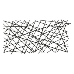 HomeRoots 25" X 49" Black Abstract Lines Metal Hanging Dimensional Sculpture - 1 of 4