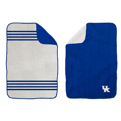 NCAA Kentucky Wildcats Cable Knit Embossed Logo with Sherpa Stripe Throw Blanket