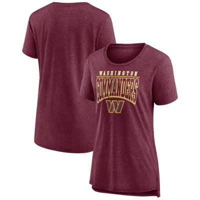 Women's Washington Redskins Heather Wine Deep V Neck Day Game 2