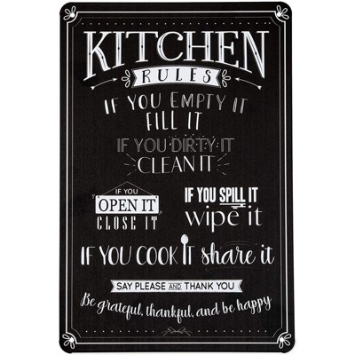 Farmlyn Creek Kitchen Rules Sign, Metal Home Wall Decor (7.75 x 11.75 Inches)