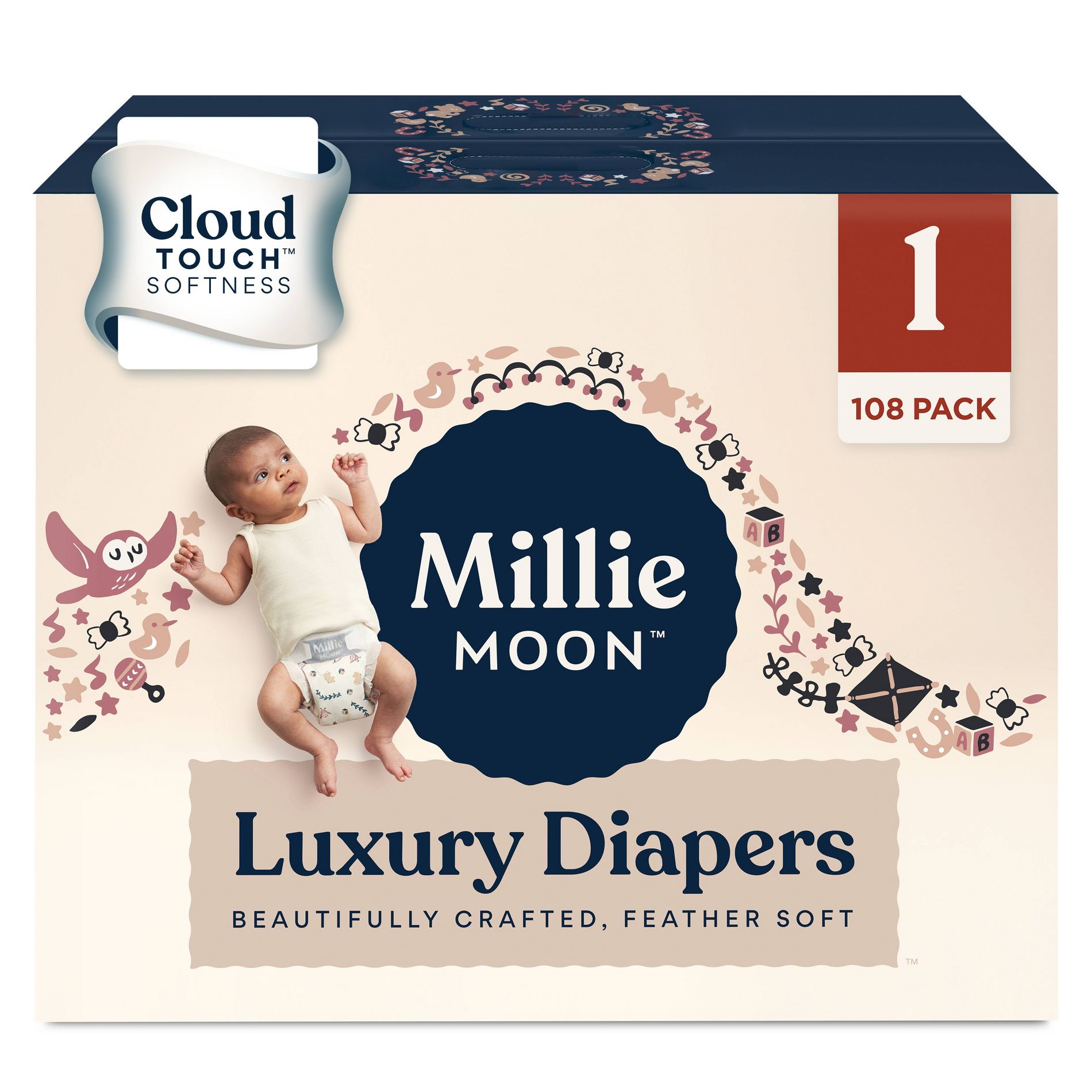 Millie Moon Luxury Disposable Diapers - Size 1 - 108ct