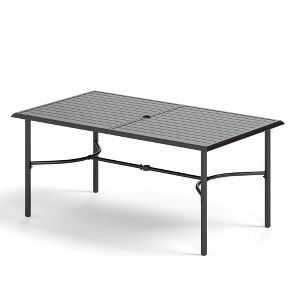 Captiva Designs 1pc Outdoor Patio Dining Steel Table with Umbrella Hole for 6 - 1 of 4