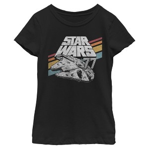 Girls Star Wars Retro 77 Millennium Falcon Stripes T Shirt - 1 of 4