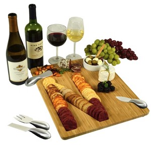 Picnic at Ascot Monogrammed Bamboo Charcuterie, Cheese & Cracker Serving Board - 1 of 3