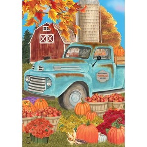 Fresh Picked Pumpkins Fall House Flag Farm Barn Autumn 28" x 40" Briarwood Lane - 1 of 4