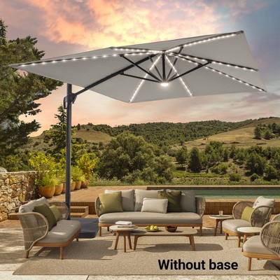 Sonkuki 11.5×9FT Offset Outdoor Solar LED Patio Aluminum Cantilever Umbrella with Infinite Canopy Angle Adjustment