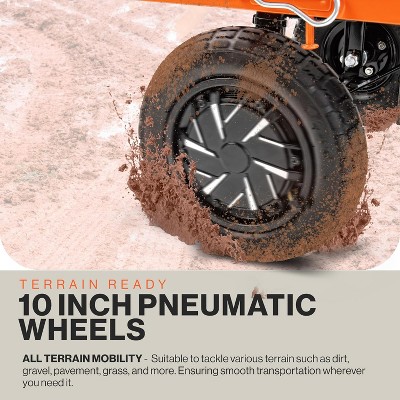 Electric-Assist Orange Alloy Steel Outdoor Utility Wagon