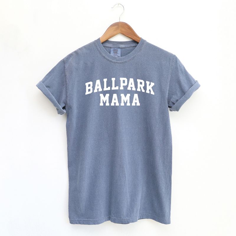 Simply Sage Market Women's Varsity Ballpark Mama Short Sleeve Garment Dyed Tee, 1 of 5