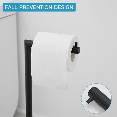 Matte Black Adjustable Freestanding Toilet Paper Holder
