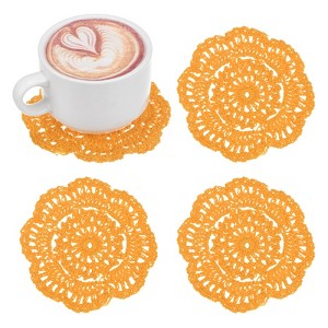Unique Bargains Round Handmade Crochet Cotton Cup Coaster Placemats Home Decoration - 1 of 4