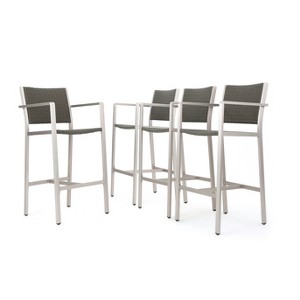Cape Coral 4pk All-Weather Wicker/Metal Patio Barstools: Christopher Knight Home, Aluminum Frame - 1 of 4