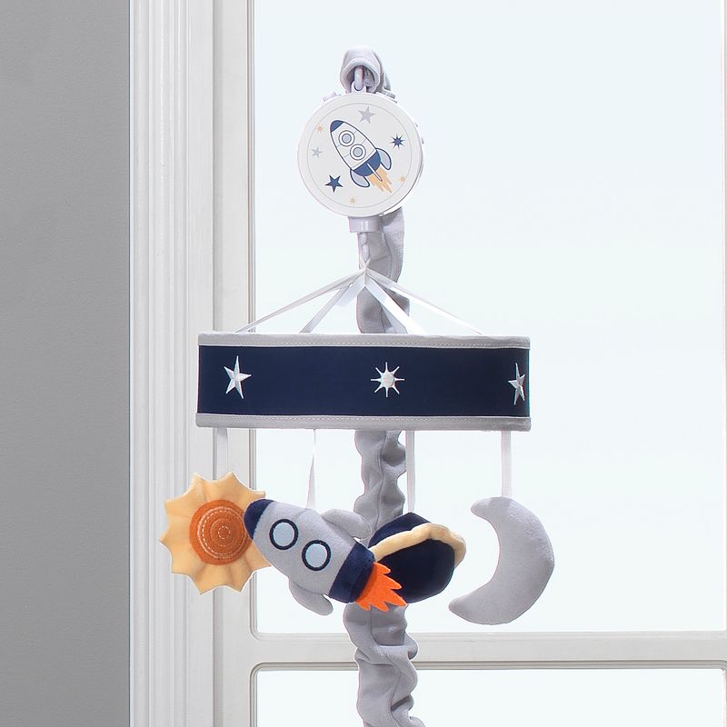 Lambs & Ivy Milky Way Musical Baby Crib Mobile - Blue/Navy/Gray Space Theme, 3 of 5