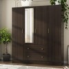 FUFU&GAGA Wardrobe Armoire Wooden Closet with Mirror 4 Doors 2 Drawers - 2 of 4
