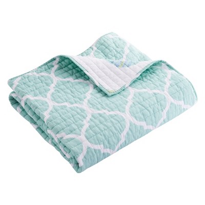 Del Ray Coastal-Inspired Reversible Quilted Throw, 50x60 in, White & Blue