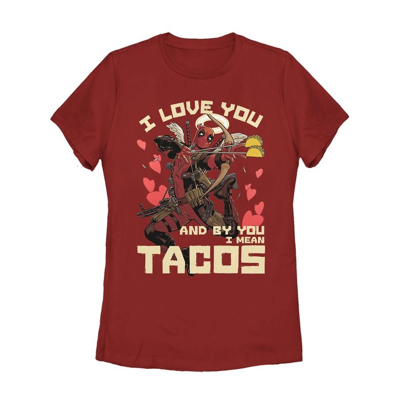 Women's Marvel Deadpool Taco Cupid T-Shirt, 1 of 4