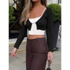 Clearlove Women's Cropped Shrug Sweaters Long Sleeve Ruffle Rib Knit Bolero Open Front Short Cardigan. - 3 of 4