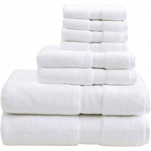 800GSM 100 Cotton Bath Towel Set, 2 Bath Towels 30x54", 2 Hand Towels 16x28", 4 Washcloths 13x13", Quick Dry, Luxurious White - 1 of 4